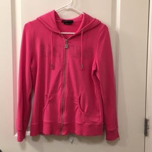 pink BCBG zip up hoodie
